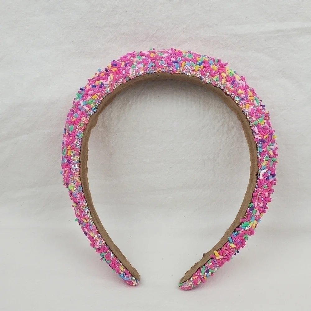 Sponge confetti wide pink multi color headband hair accessories